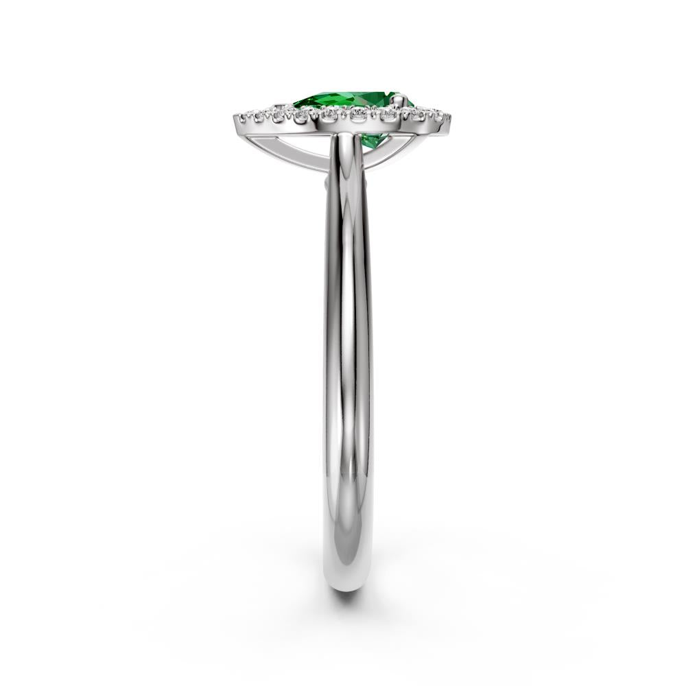 Diamond Ring with Tsavorites in White Gold