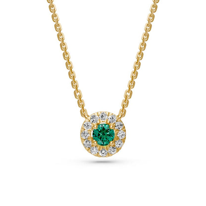 Yellow Gold Necklace with Green Sapphire