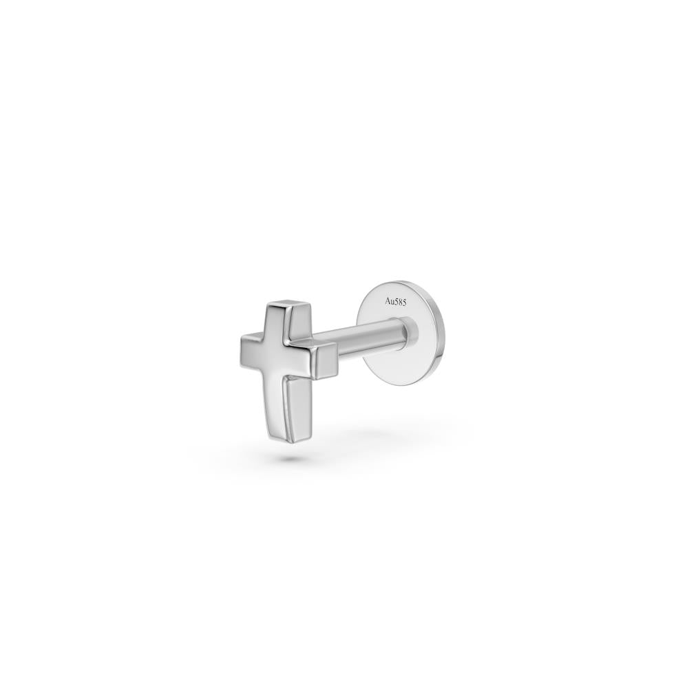 Cross Piercing in White Gold