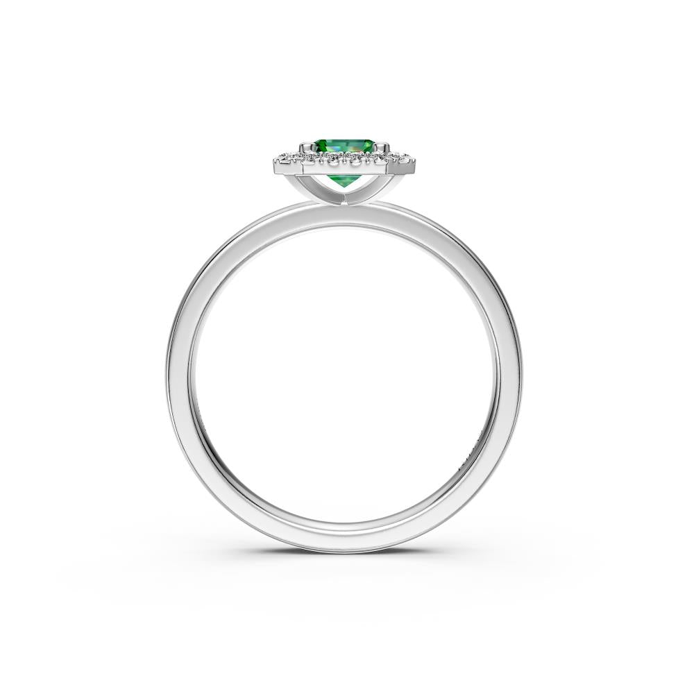 Diamond Ring with Tsavorite in White Gold