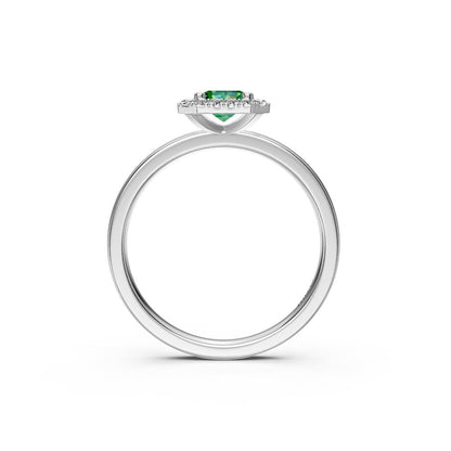 Diamond Ring with Tsavorite in White Gold