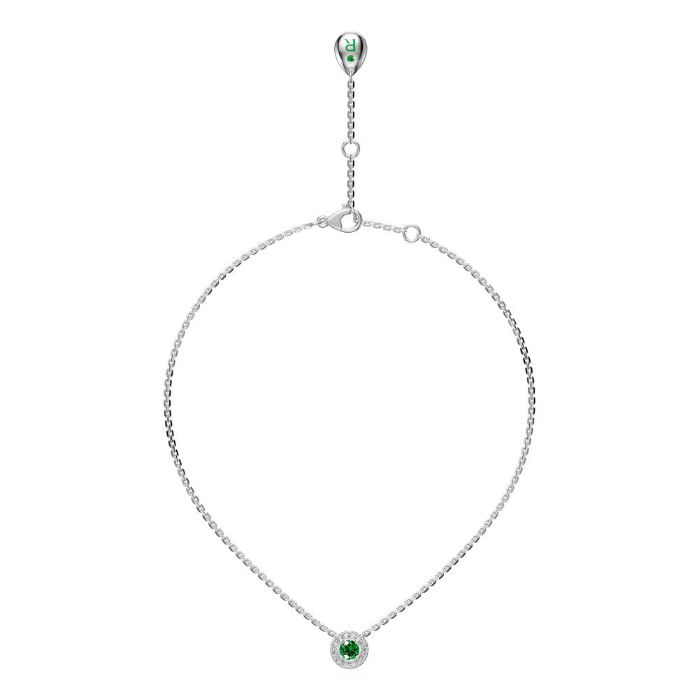 Tourmaline and Diamond Halo Necklace