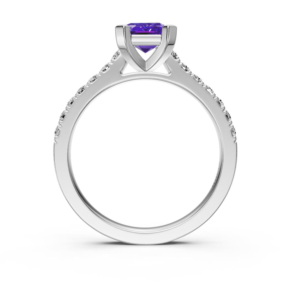 Diamond Ring with Tanzanite in White Gold