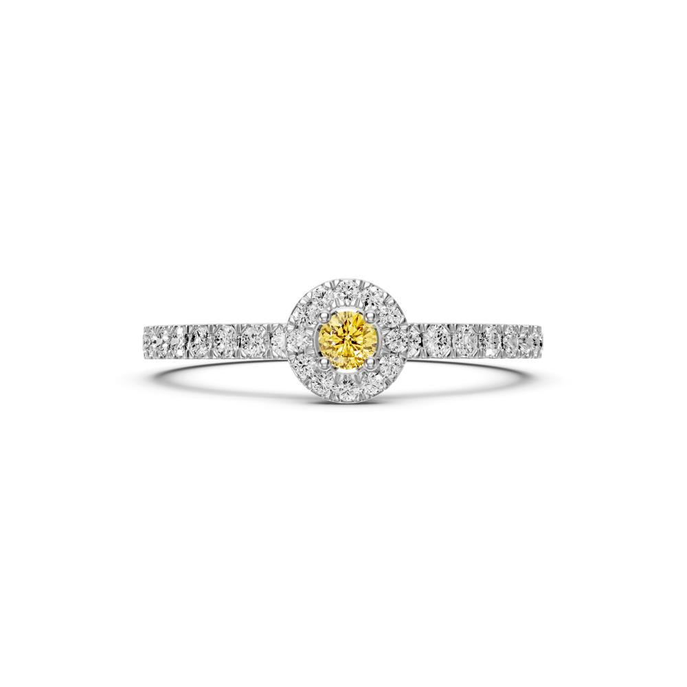 Diamond Ring with Yellow Sapphire in White Gold