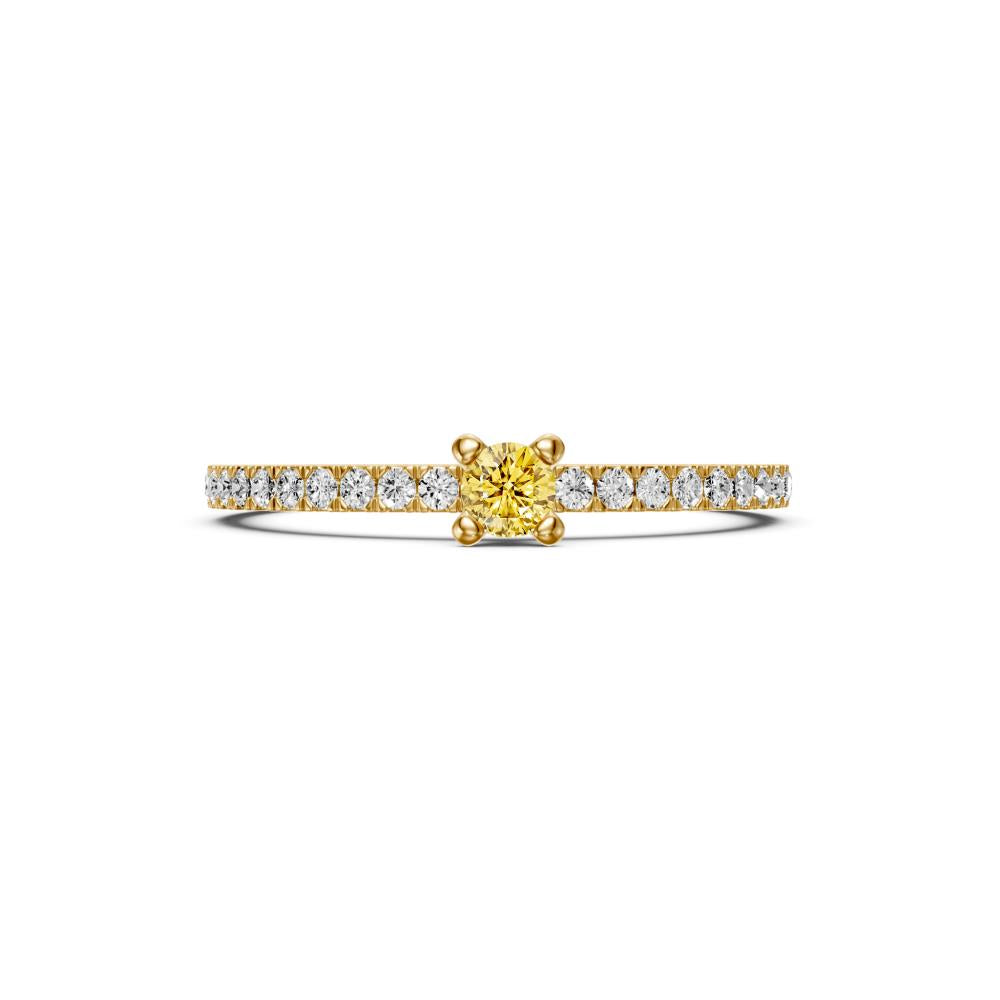 Diamond Ring with Yellow Sapphire in Yellow Gold