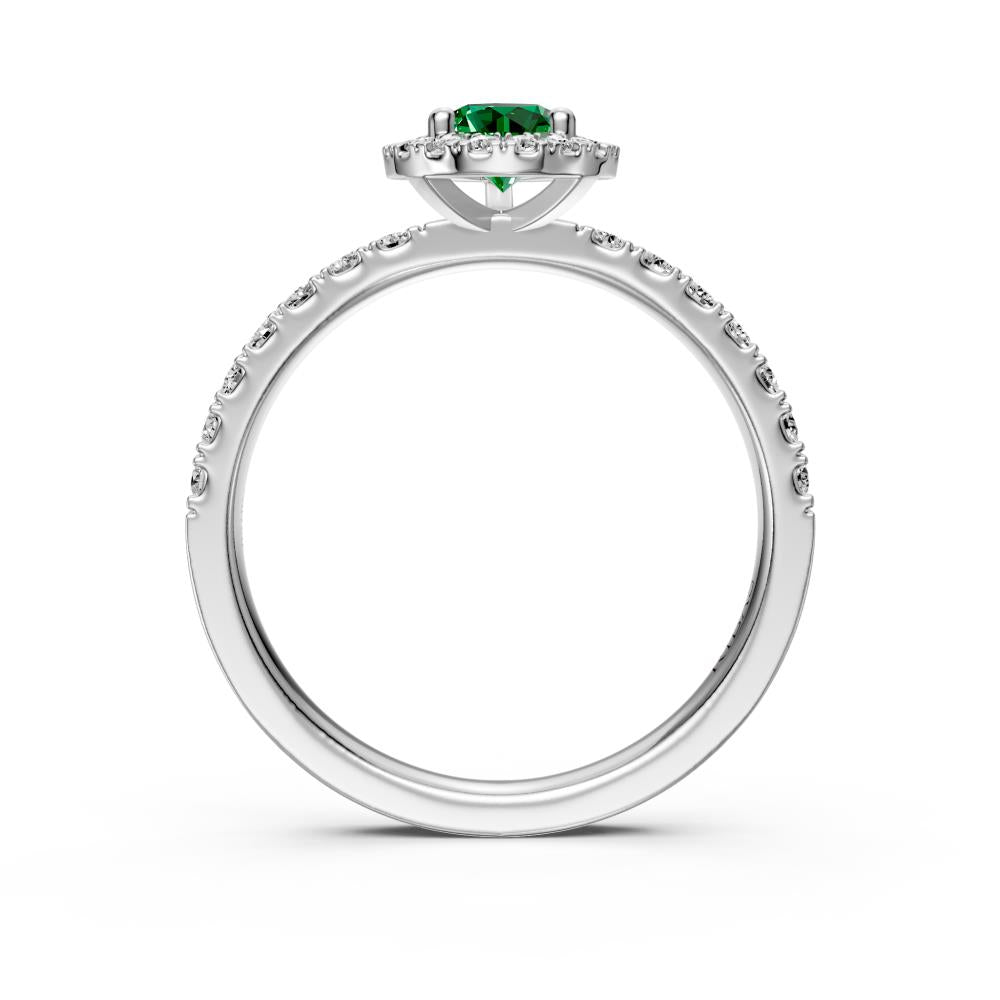 Diamond Ring with Tsavorite in White Gold