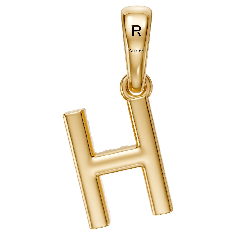 Mini Diamond Letter H Pendant in Yellow Gold