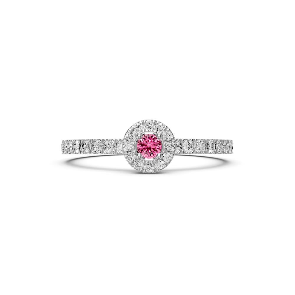 Diamond Ring with Pink Sapphire in White Gold