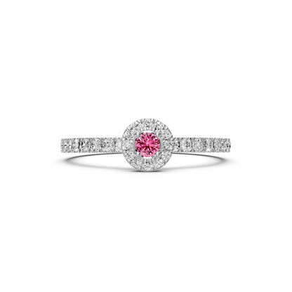 Diamond Ring with Pink Sapphire in White Gold