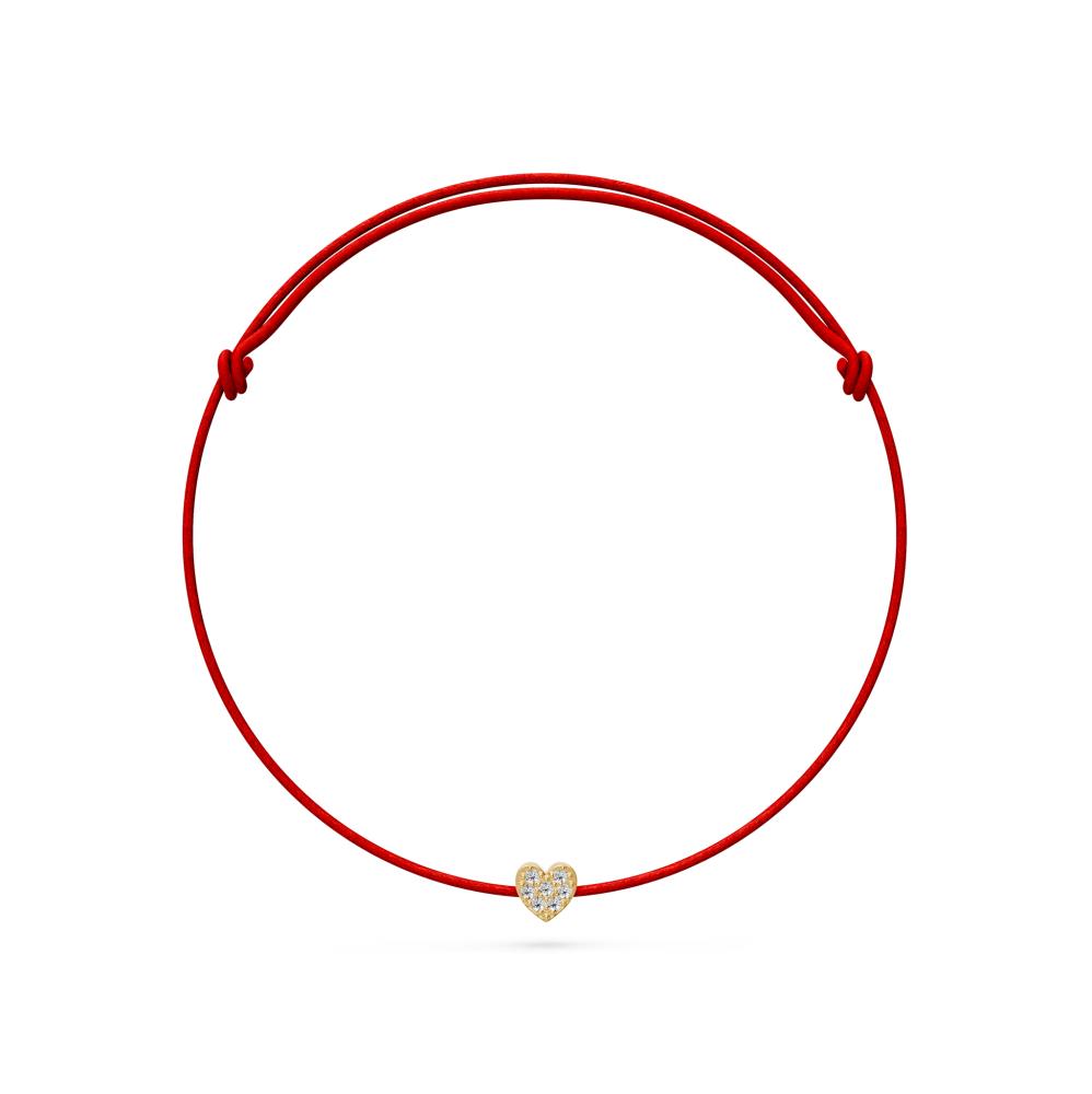 String Bracelet with Diamond in Yellow Gold "Heart"