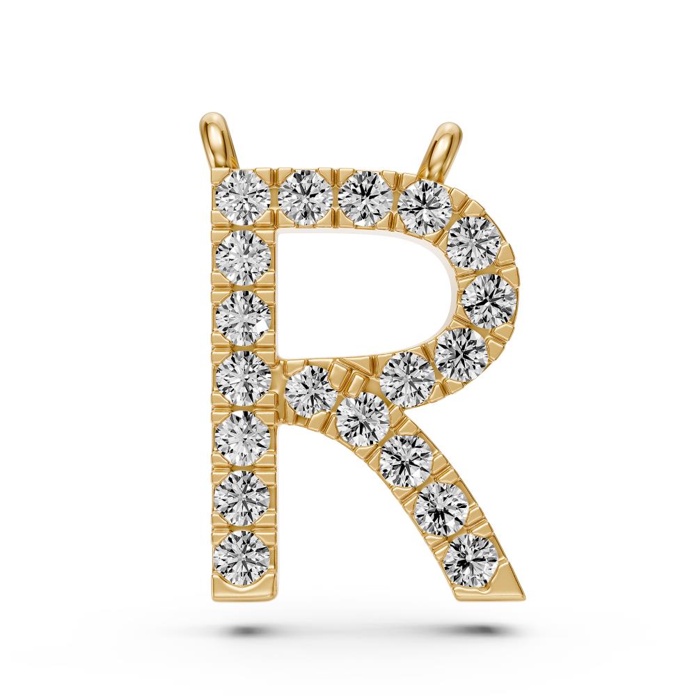 Diamond Letter R Necklace in Yellow Gold