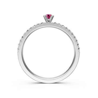 Diamond Ring with Pink Sapphire in White Gold