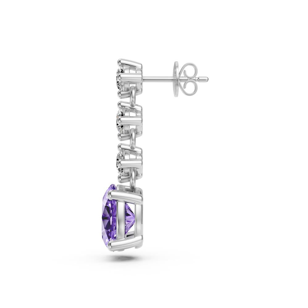 Diamond Earrings with Tanzanite in White Gold
