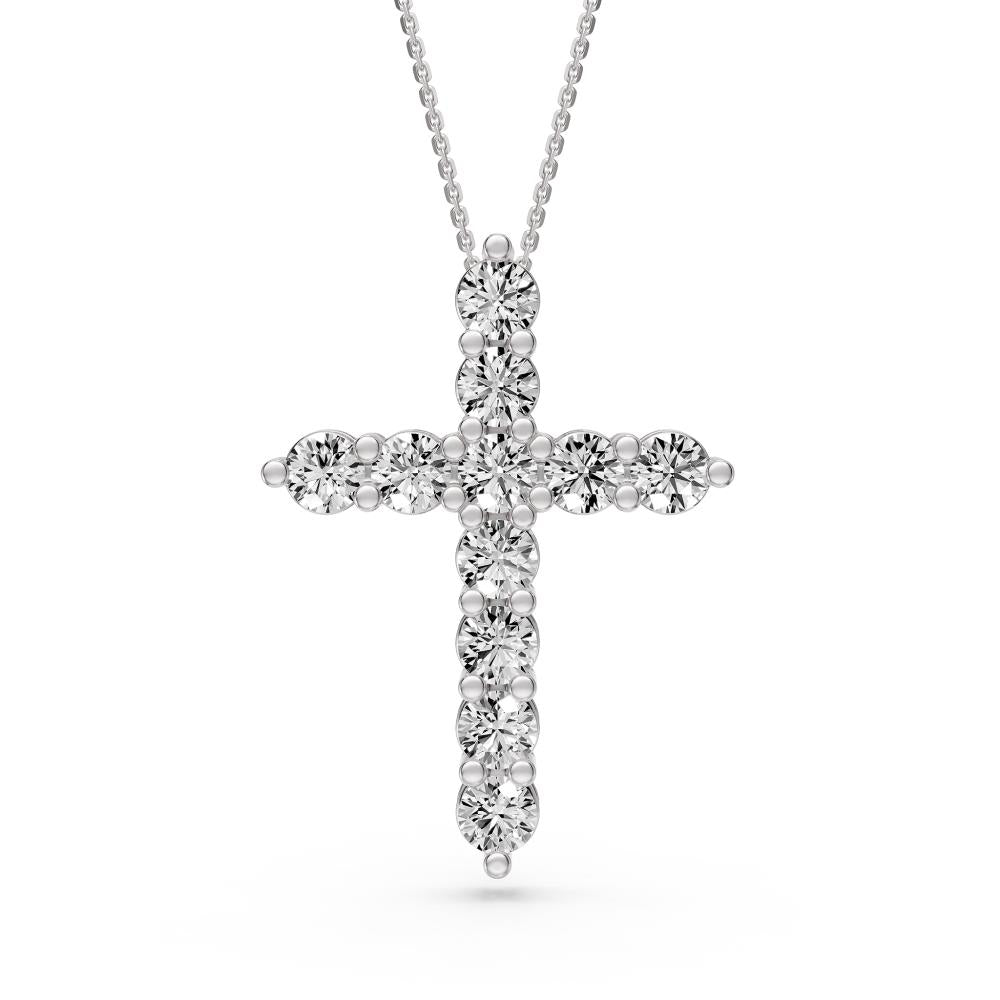Diamond Cross Necklace in White Gold - Medium