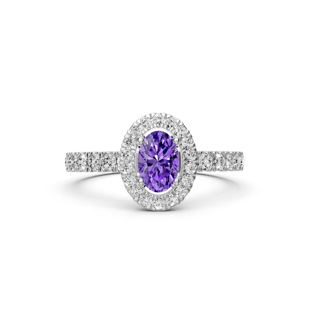 Diamond Ring with Tanzanite in White Gold
