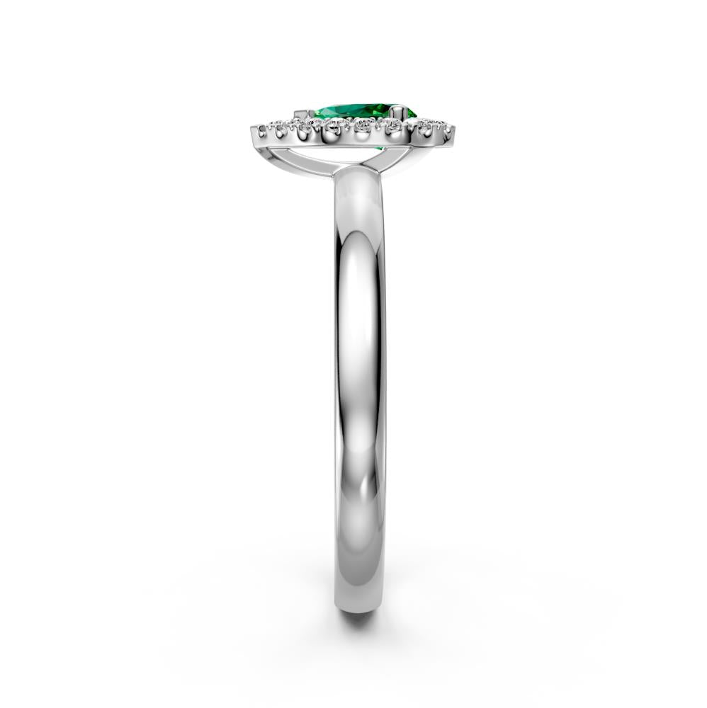 Diamond Ring with Tsavorites in White Gold