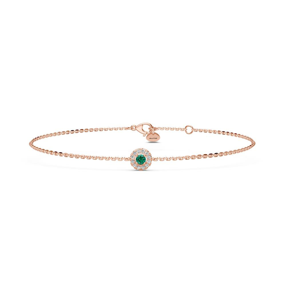 Green Sapphire Bracelet with Diamonds in Rose Gold