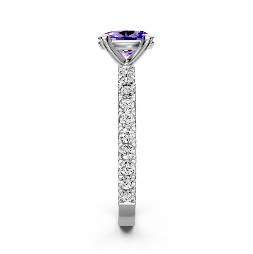 Diamond Ring with Tanzanite in White Gold