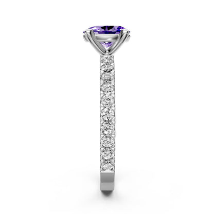 Diamond Ring with Tanzanite in White Gold