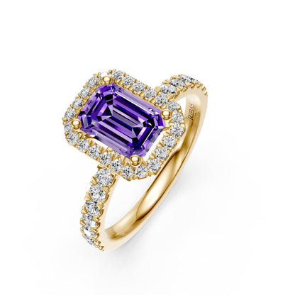 Diamond Ring with Tanzanite in Yellow Gold