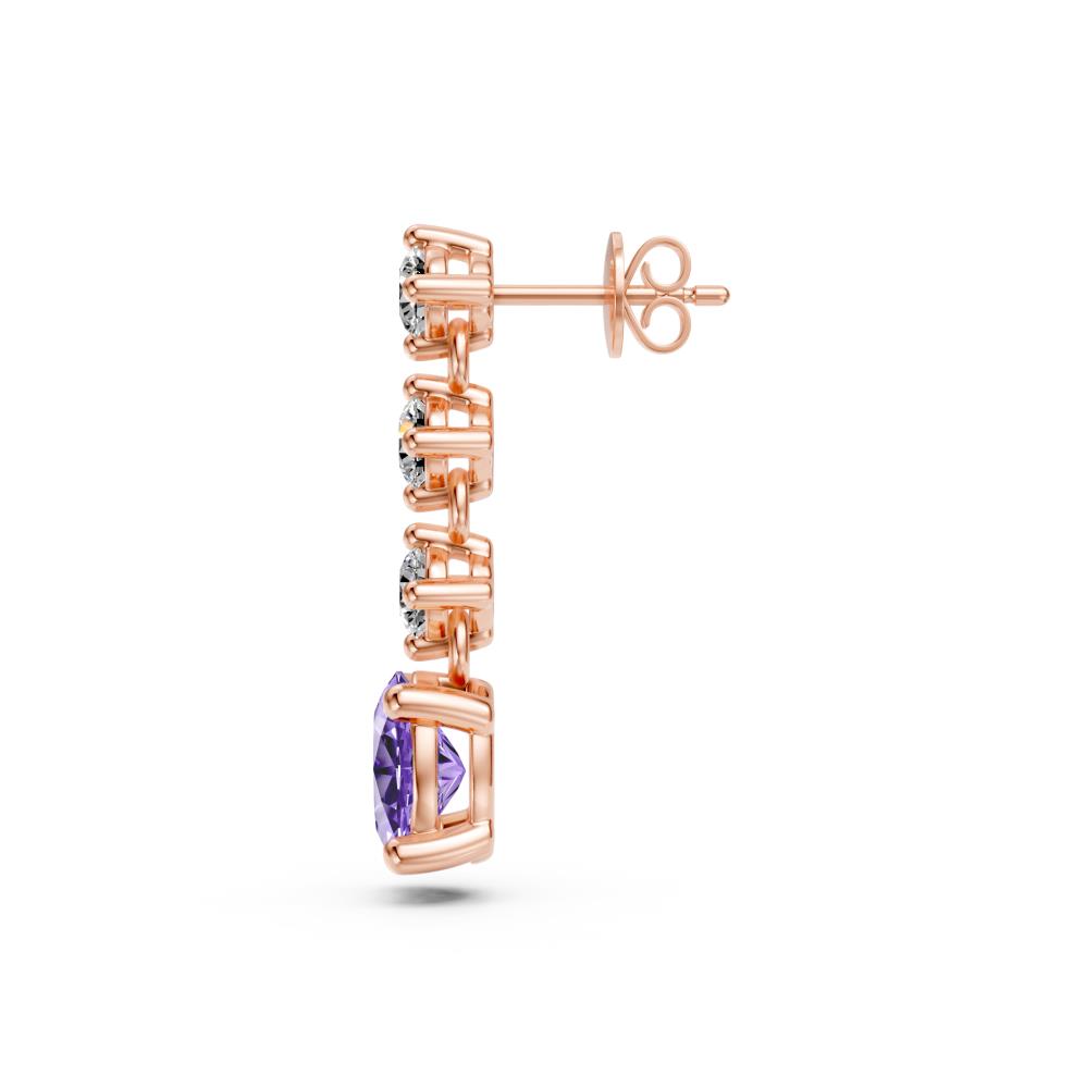 Diamond Earrings with Tanzanite in Rose Gold