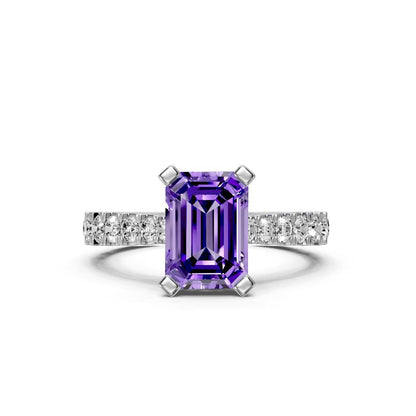 Diamond Ring with Tanzanite in White Gold