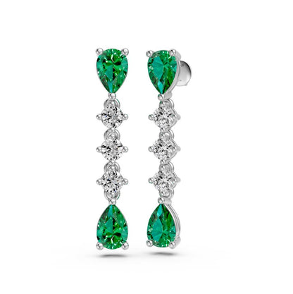 Diamond Earrings in White Gold with Tsavorites