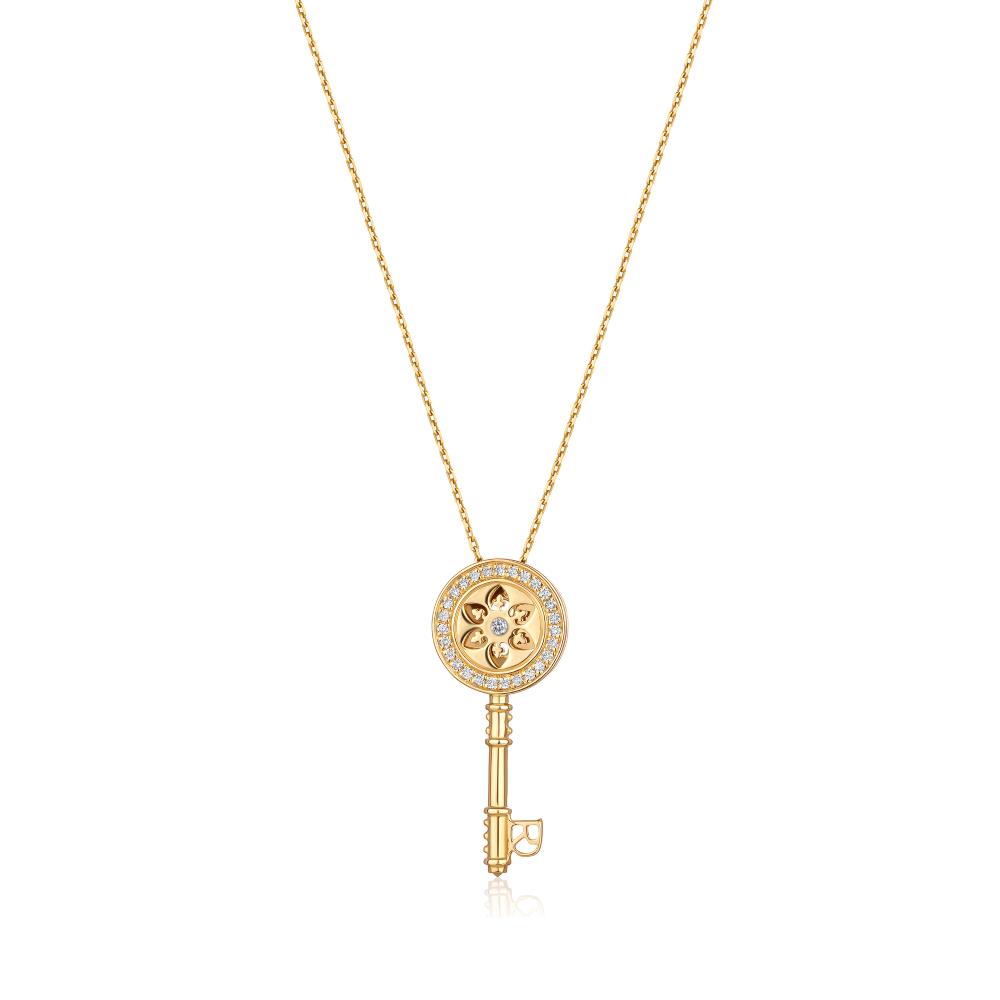 Diamond Necklace "Key" in Yellow Gold