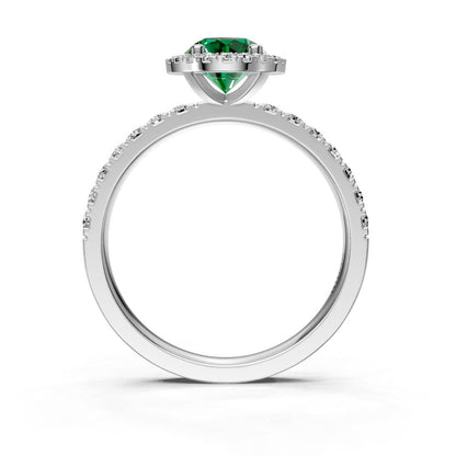 Diamond Ring with Tsavorite in White Gold