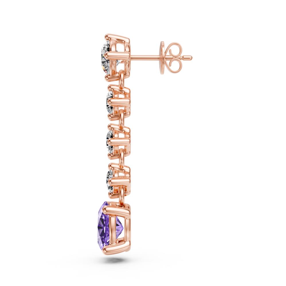 Diamond Earrings with Tanzanite in Rose Gold