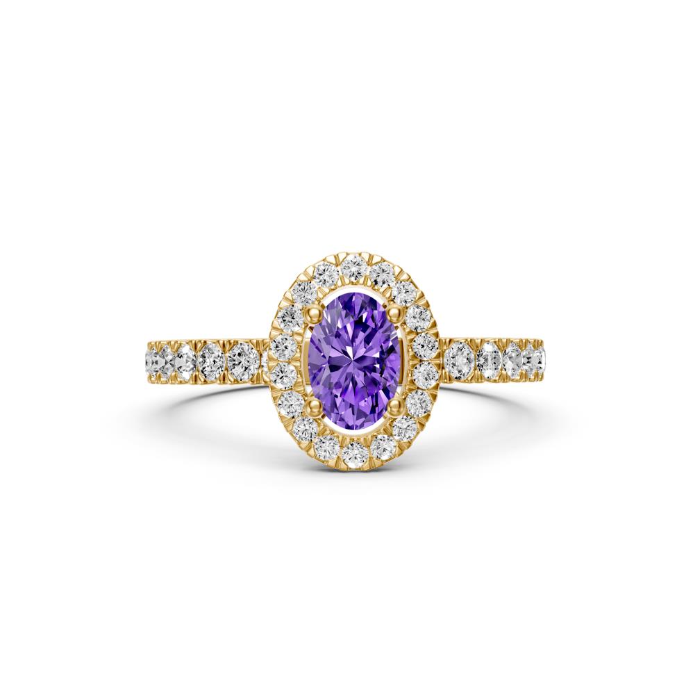 Diamond Ring with Tanzanite in Yellow Gold