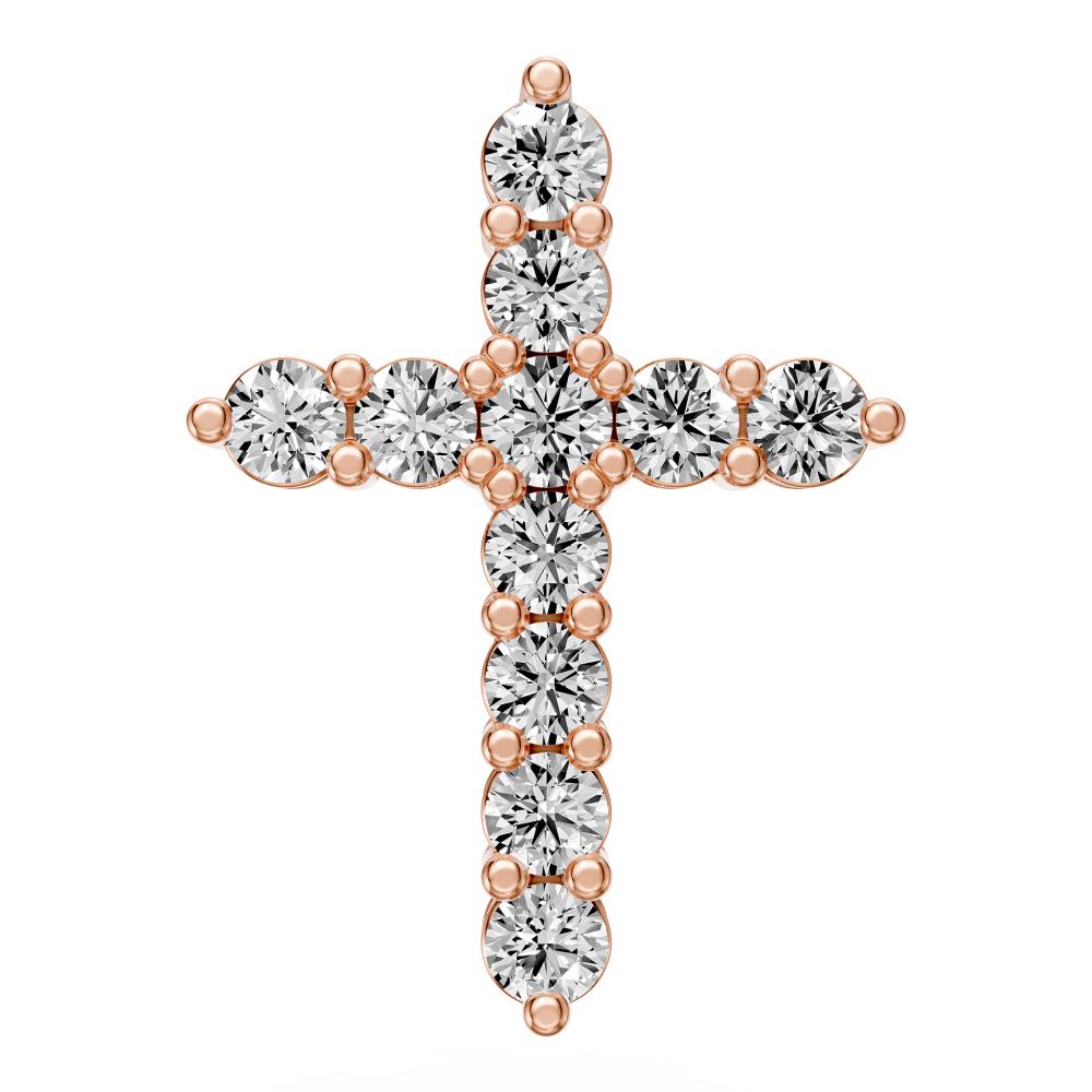 Diamond Cross Necklace in Rose Gold - Large