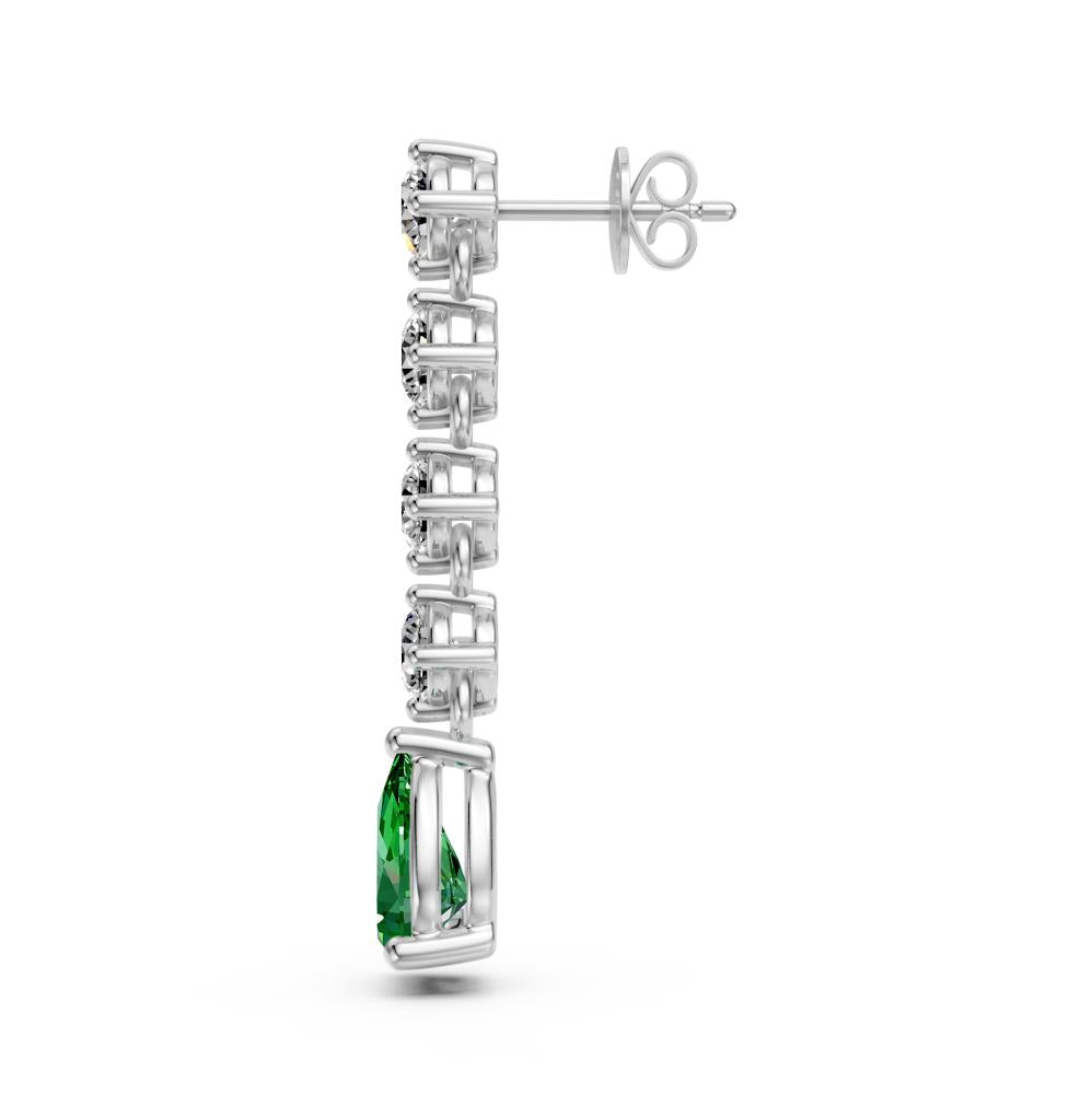 Tsavorites and Diamond Earrings in White Gold