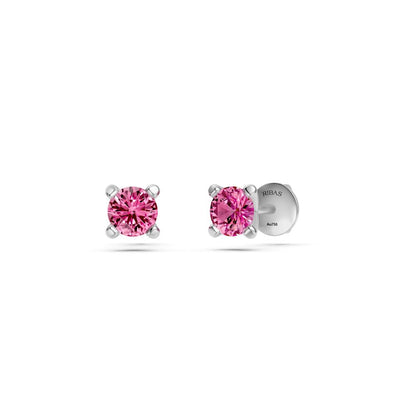 Pink Sapphire Earring in White Gold