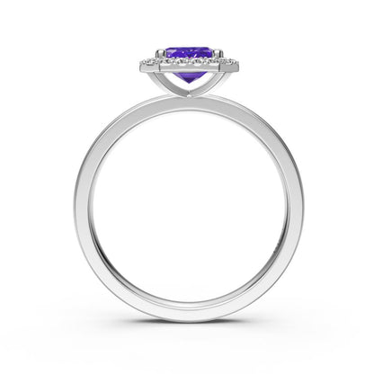 Tanzanite Diamond Ring in White Gold