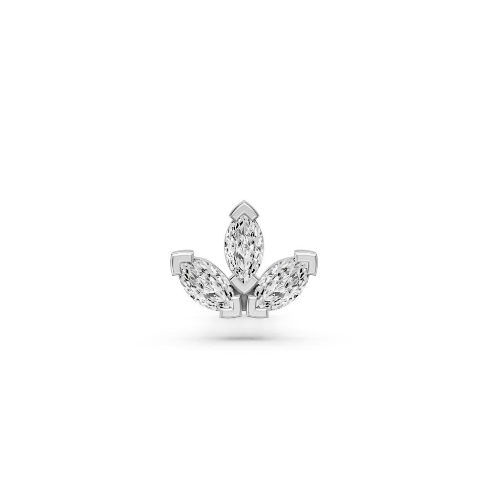 Trinity Marquise Diamond Piercing Stud in White Gold