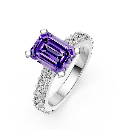 Diamond Ring with Tanzanite in White Gold