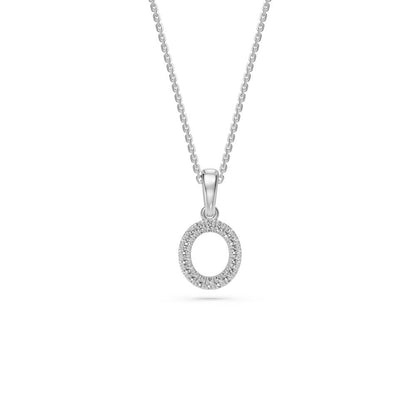 Mini Diamond Letter O Pendant in White Gold