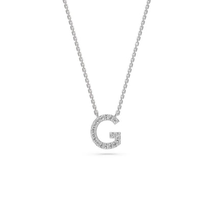 Diamond Letter G Necklace in White Gold