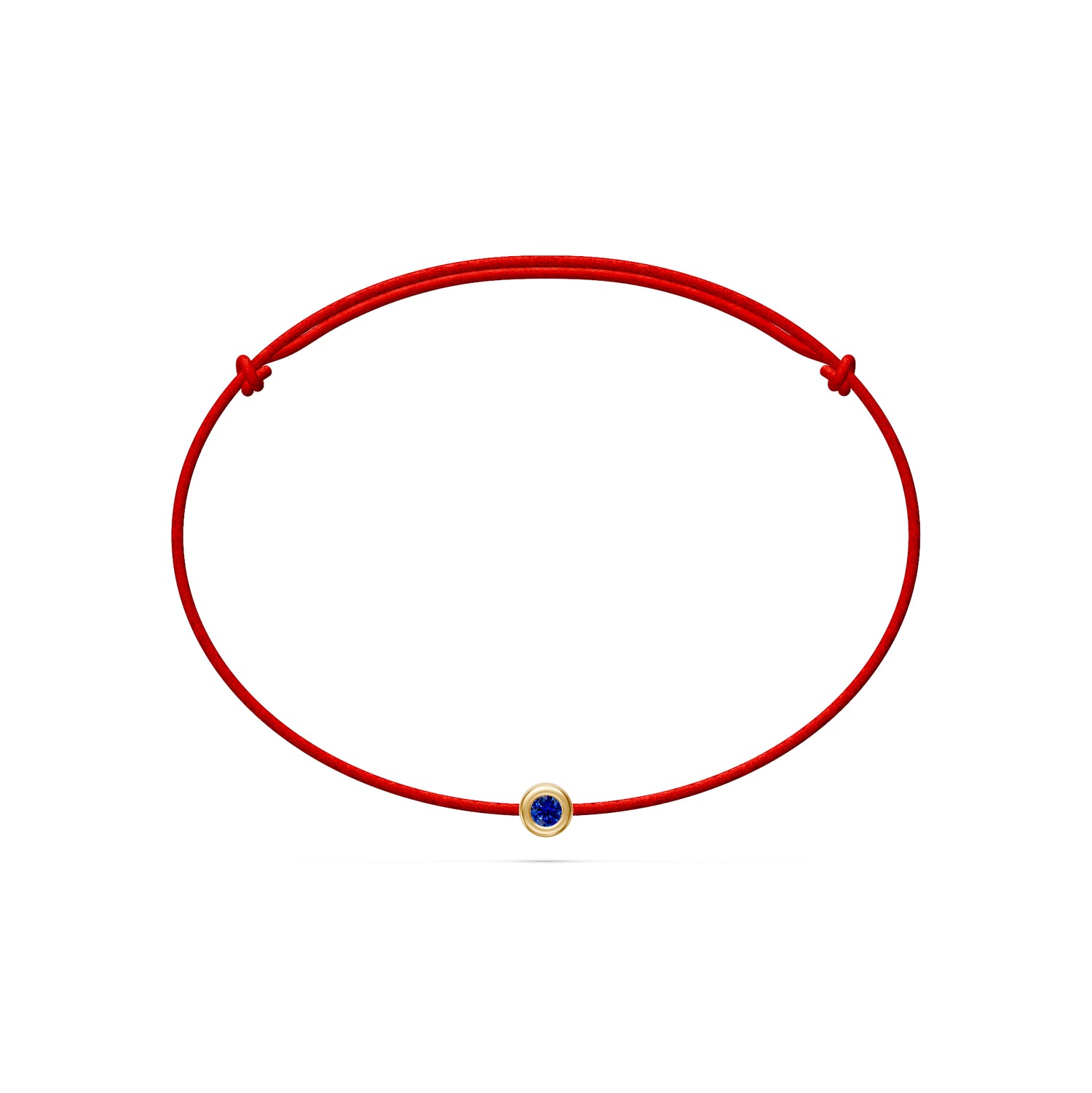 String Bracelet With Blue Sapphire in Yellow Gold