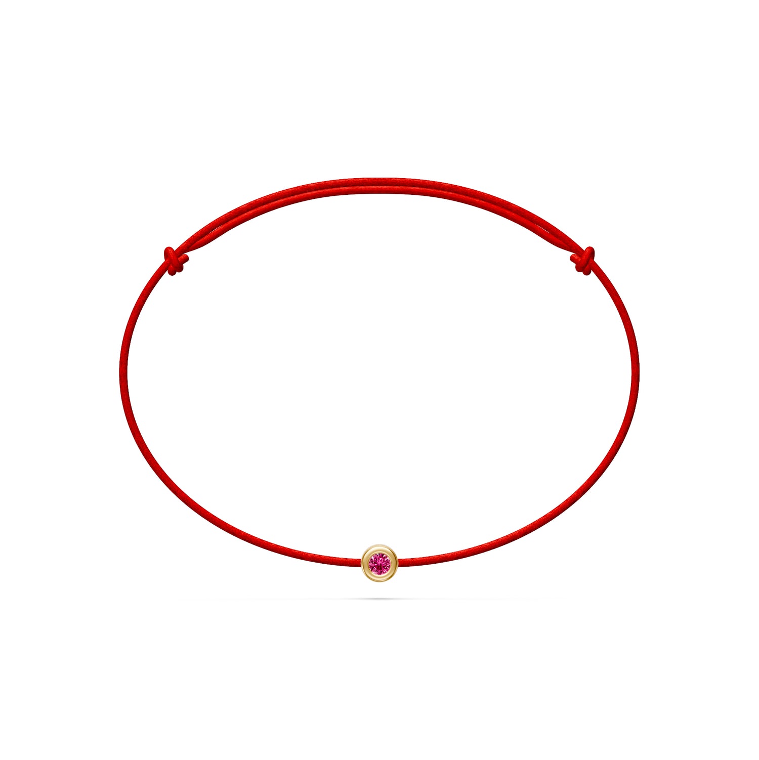 String Bracelet With Pink Sapphire in Yellow Gold