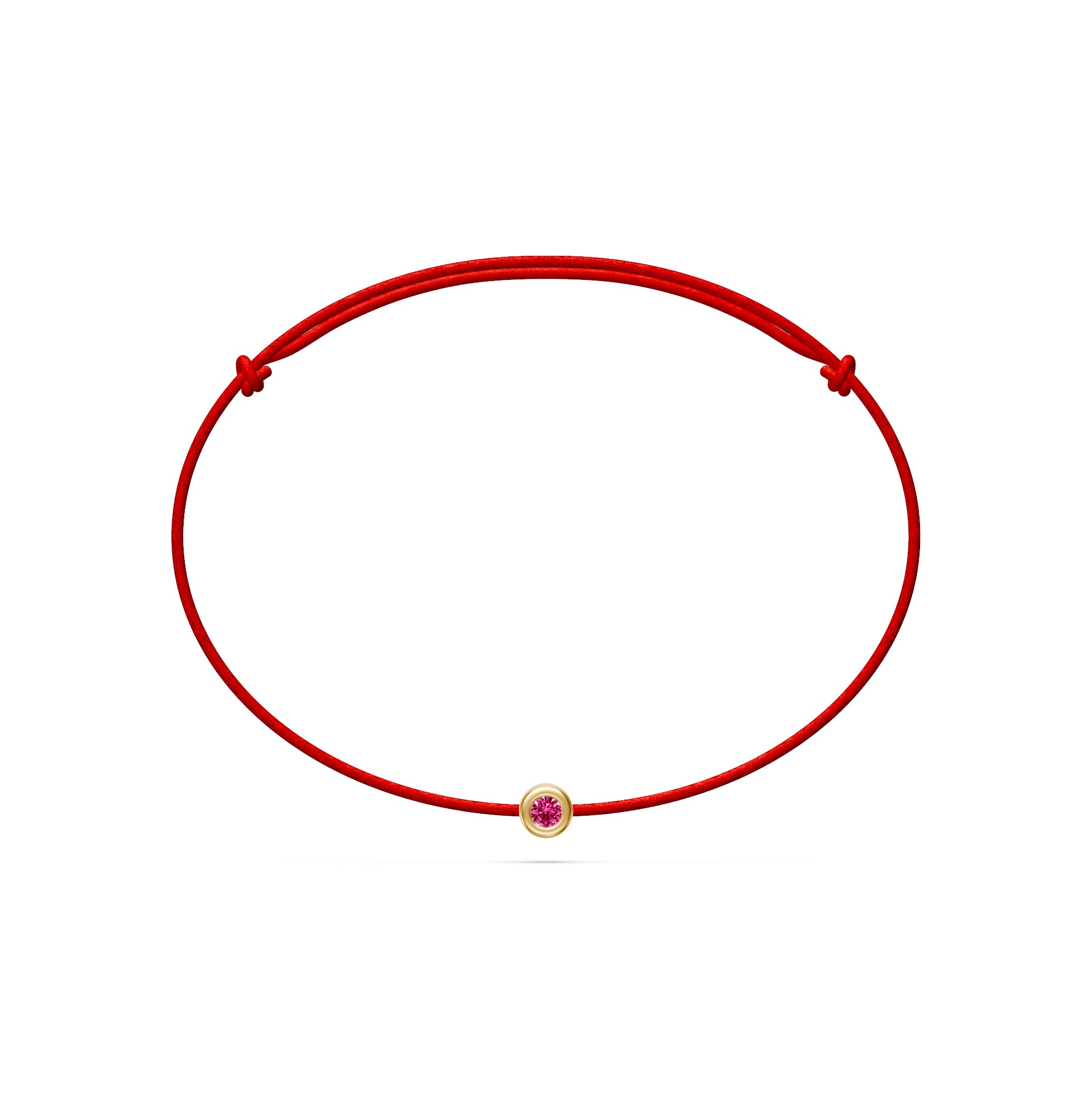 String Bracelet With Pink Sapphire in Yellow Gold