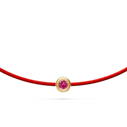 String Bracelet With Pink Sapphire in Yellow Gold