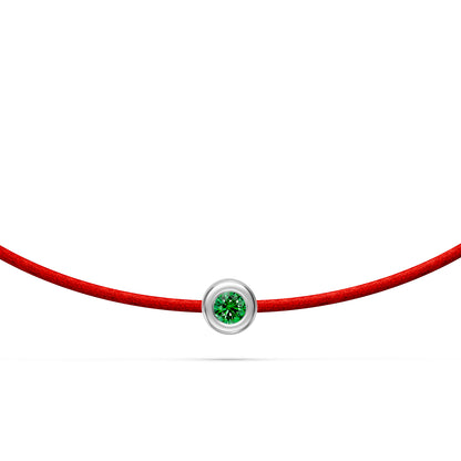 String bracelet with Tsavorite in White Gold