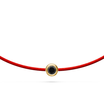 String Bracelet With Black Diamond in Yellow Gold