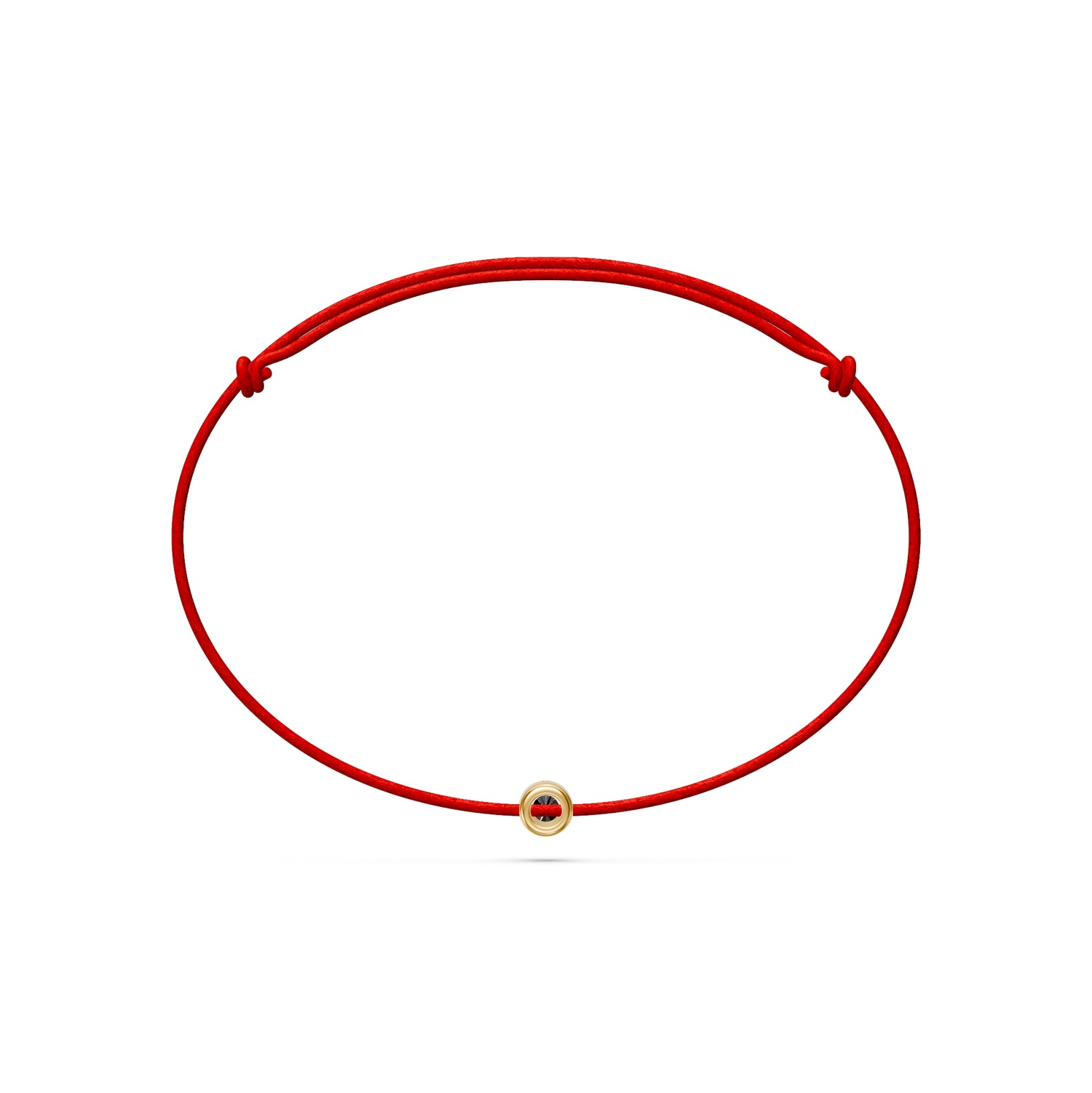 String Bracelet With Black Diamond in Yellow Gold