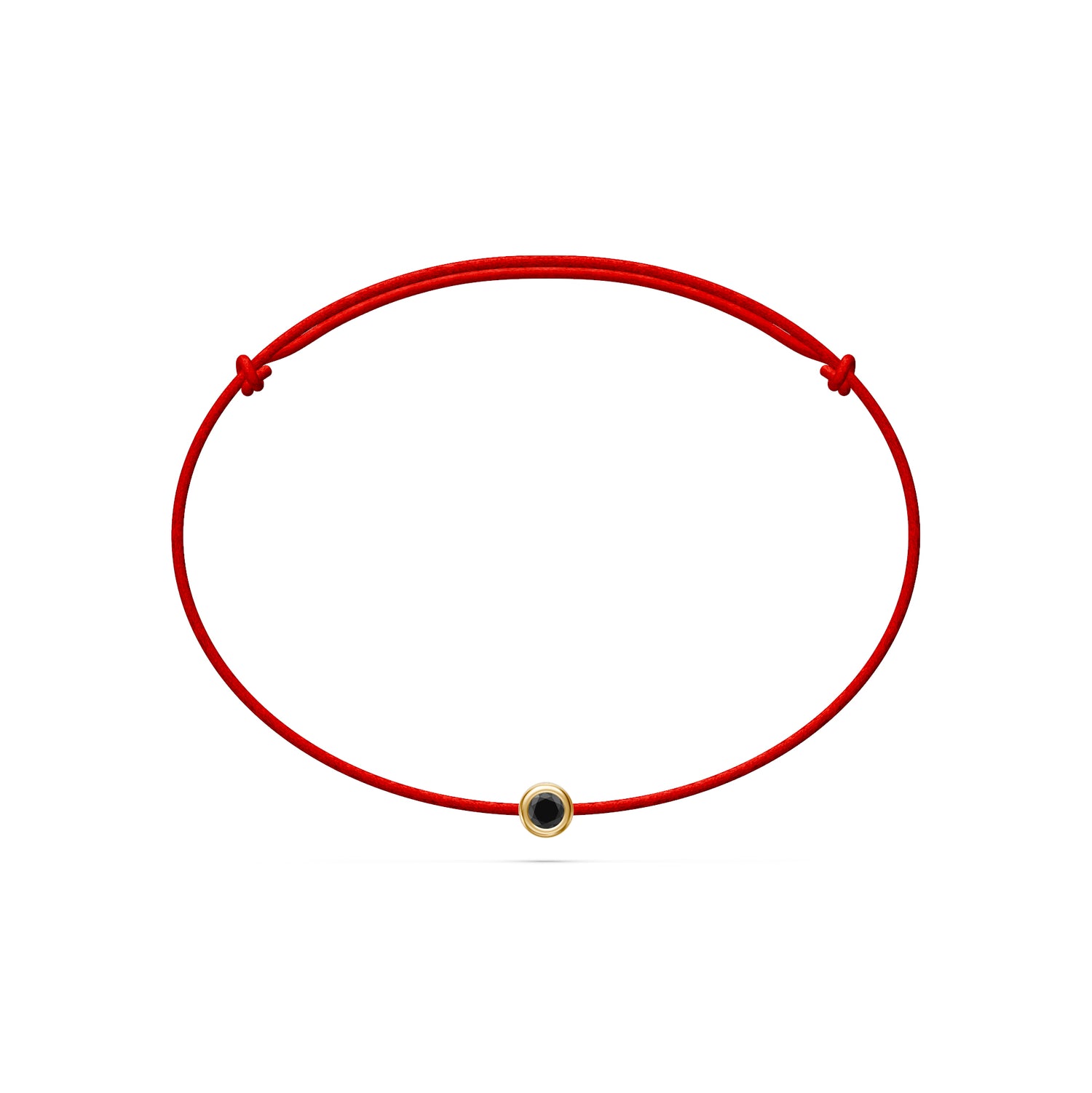 String Bracelet With Black Diamond in Yellow Gold