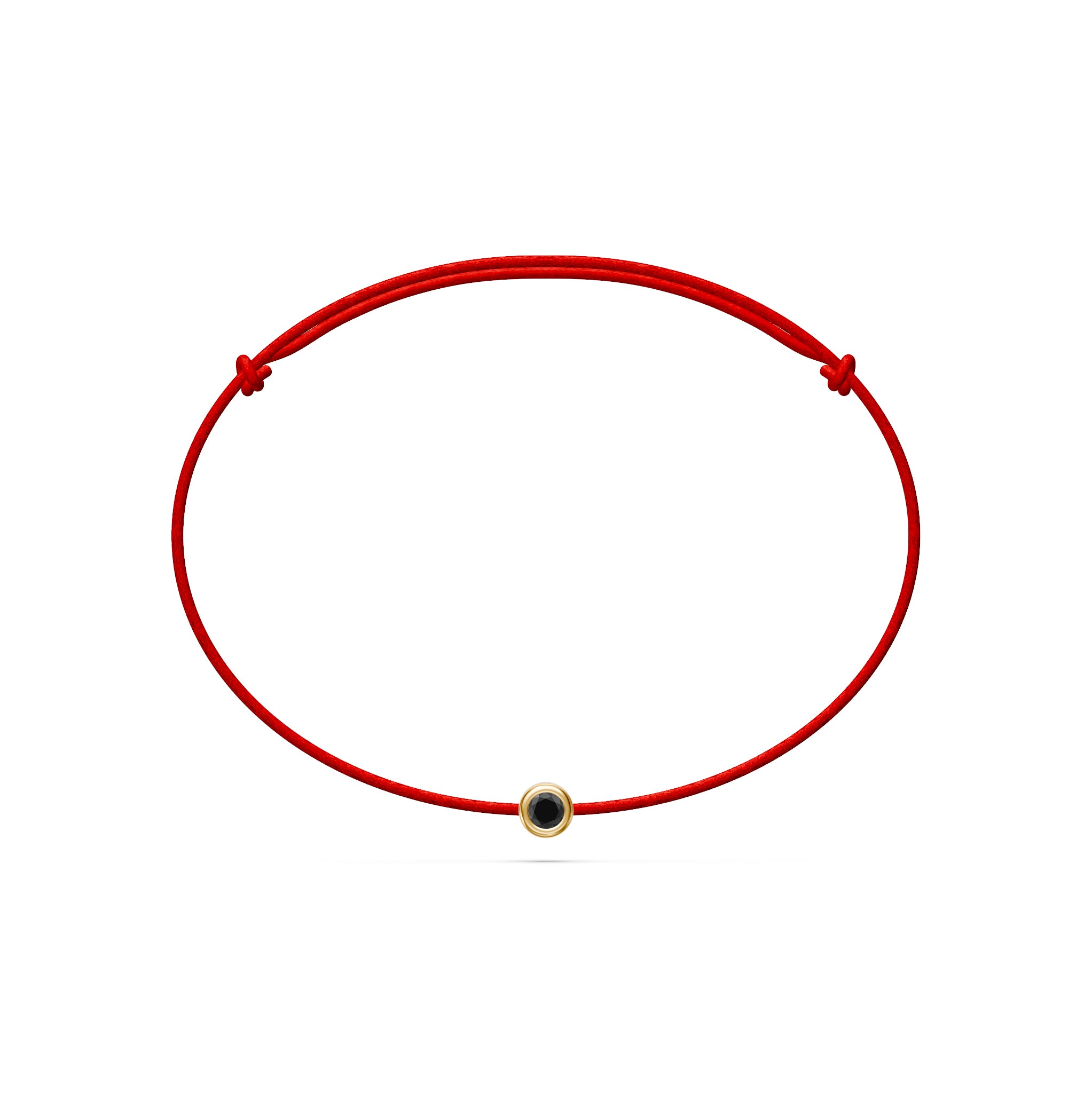 String Bracelet With Black Diamond in Yellow Gold