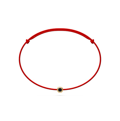String Bracelet With Black Diamond in Yellow Gold