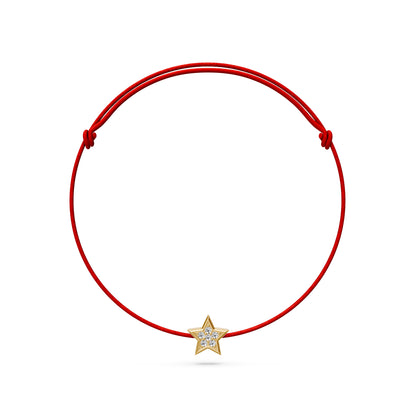 String Bracelet with Diamond in Yellow Gold "Star"